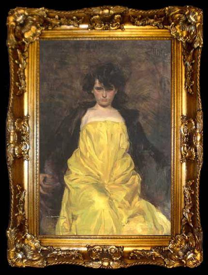 framed  Ramon Casas i Carbo portrait of Julia Peraire, ta009-2